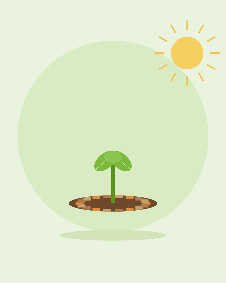 Illustrazzjoni ċatta ta' tifla mdawwra b'frak tal-ħaxix — il-mulching u l-kontroll tal-ħaxix ħażin, minn SeedsChoice