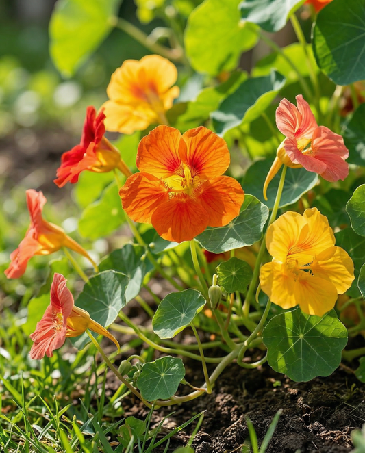 Nasturtium klatrer i blandede farver (Tropaeolum majus) – økologisk etårigt klatrerfrø fra SeedsChoice