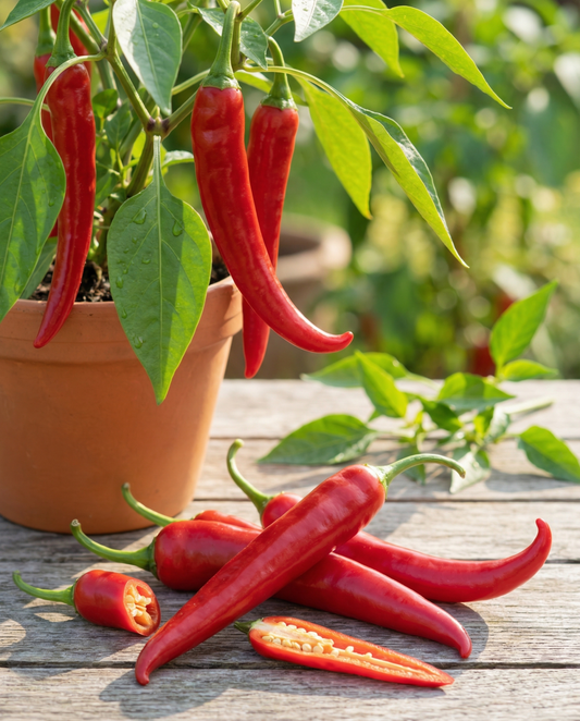 Cayennepeber Long Slim (Capsicum annuum) – økologiske etårige grøntsagsfrø fra SeedsChoice