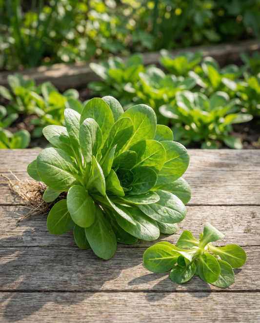 Corn Salad Vit (Valerianella locusta) – økologiske frø til etårig grøntsag fra SeedsChoice