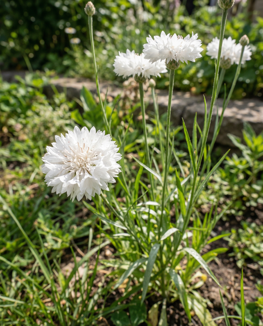 Centaurea cyanus White Ball – sementes de flor anual da SeedsChoice