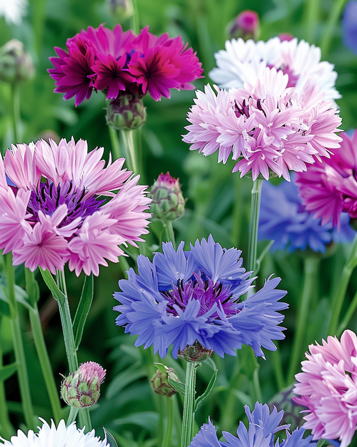 Żrieragħ Fjura tal-qamħ Double Flowering Mix (Centaurea cyanus) – fjura annwali