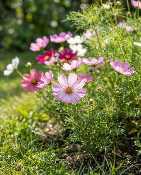 Dwarf Sensation Mixed (Cosmos bipinnatus) – taħlita ta' żerriegħa annwali minn SeedsChoice