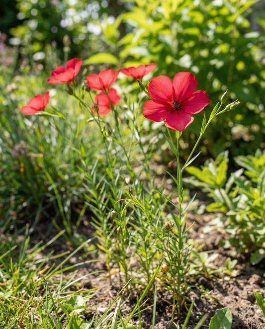 Scarlet Flax (Linum grandiflorum) – żrieragħ ta' fjura annwali minn SeedsChoice