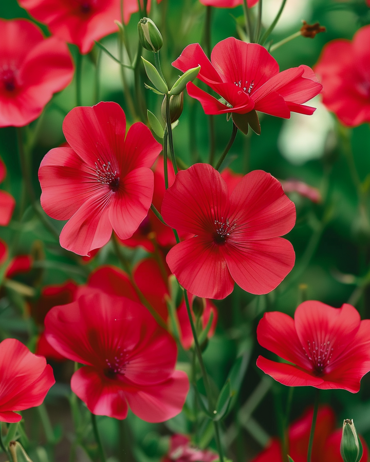 Żrieragħ Scarlet Flax (Linum grandiflorum) – fjura annwali