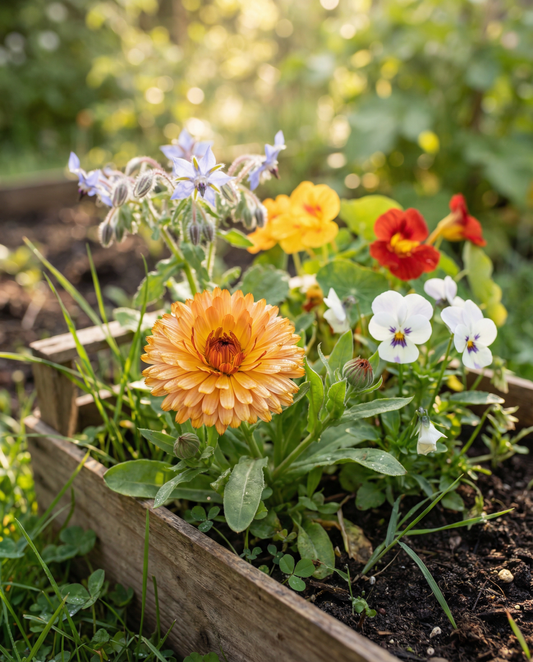 Spiselig mix til fuld sol 40-80 cm – ettårige blomsterfrø fra SeedsChoice