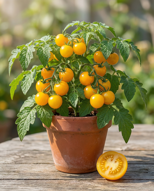 Tomate cherry enano Gourmandise Yellow (Solanum lycopersicum) – semillas de hortaliza anual de SeedsChoice