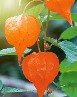 Żerriegħa tal-Fanar Ċiniż Physalis Alkekengi Fjura Perenni b'Kapsuli Oranġjo