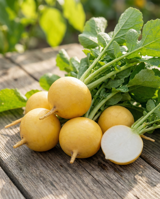 Żejt Zlata Yellow Round (Raphanus sativus) – żerriegħa tal-ħxejjex annwali minn SeedsChoice