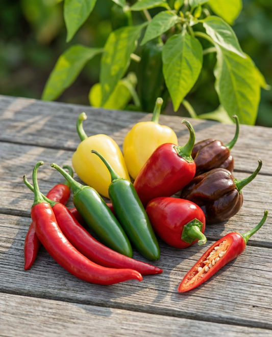 Peberblandingsfrø 5 varianter (Capsicum annuum) – etårige grøntsagsfrø fra SeedsChoice