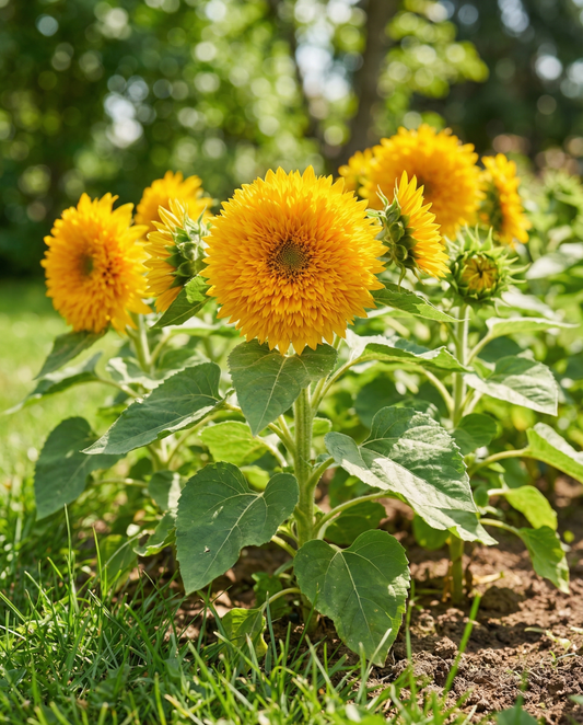 Tournesol Sungold Double Dwarf (Helianthus annuus) – graines de fleurs annuelles de SeedsChoice