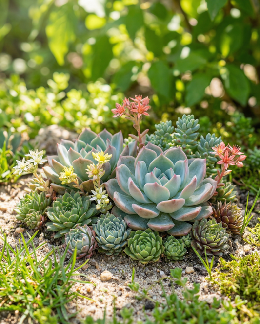 Succulent Mixed Succulents Indoor Collection – żrieragħ ta' pjanti tal-kamra perenni minn SeedsChoice