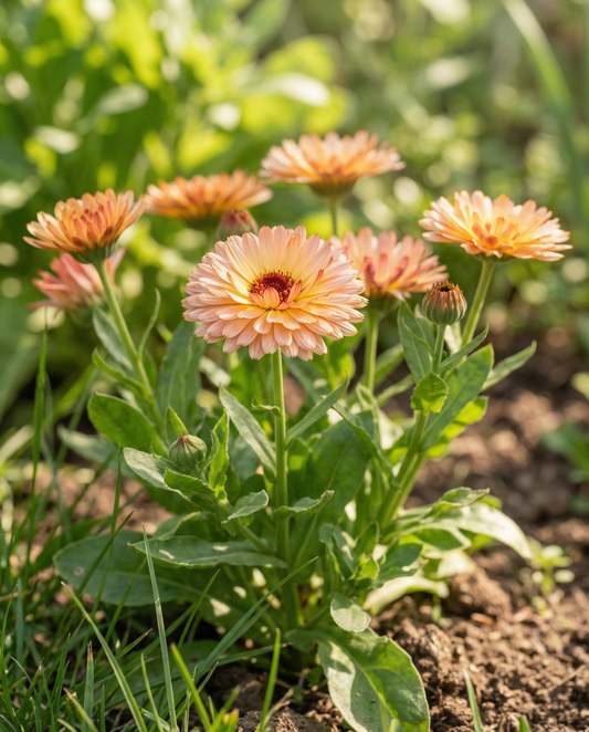 Cravo-de-burro Touch Of Red Buff (Calendula officinalis) – sementes de flor anual da SeedsChoice