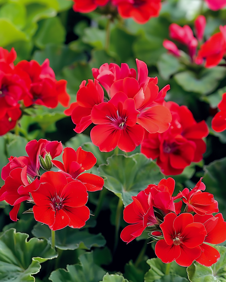 Żerriegħa tal-Geranium Mustang F1 (Pelargonium zonale) – annwali