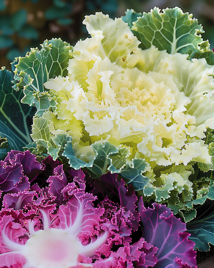 Żrieragħ tal-Kaboċċa Ornamentali Weraq Imqarqar Taħlita (Brassica oleracea) – ħaxix annwali