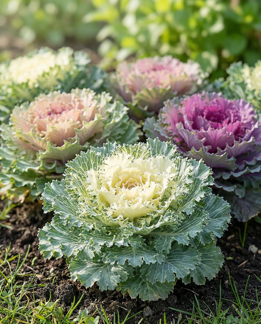 Kaboċċa Ornamentali Weraq Imqarqar Taħlita (Brassica oleracea) – żrieragħ tal-ħxejjex annwali minn SeedsChoice