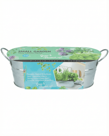 Kit basilic, ciboulette et persil avec bac galvanisé et terreau – herbes aromatiques de SeedsChoice