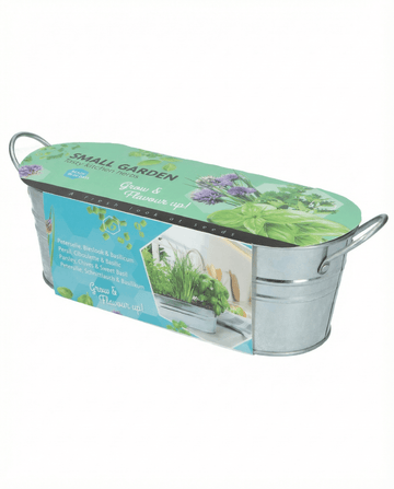 Kit basilic, ciboulette et persil avec bac galvanisé et terreau – graines d'herbes aromatiques de SeedsChoice